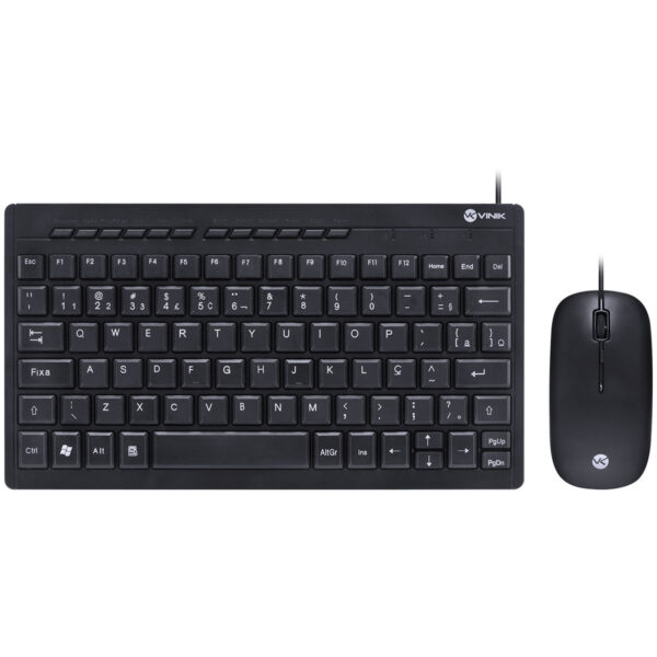 Kit Mini Teclado E Mouse Usb Corp Flat - Teclas Chocolate - Mouse 1200Dpi Cabo 1.8M Preto - Vinik - Dc120