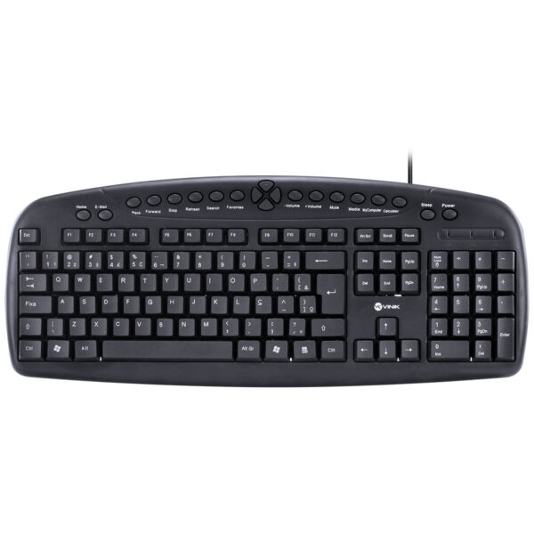 Teclado Usb Multimidia Dynamic 107 Teclas + 20 Teclas Multimidia Abnt2 Resistente À Água 1.8M Preto - Dt140