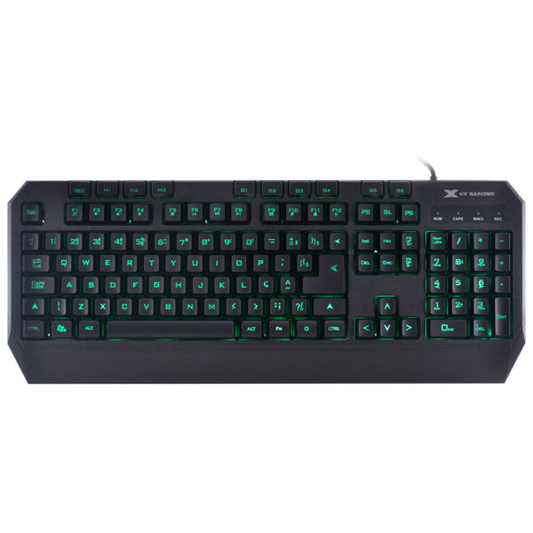 Teclado Gamer Draco Com Macros, Multimidia Led 3 Cores Cabo 1.8 Metros Abnt2 Preto - Gt400