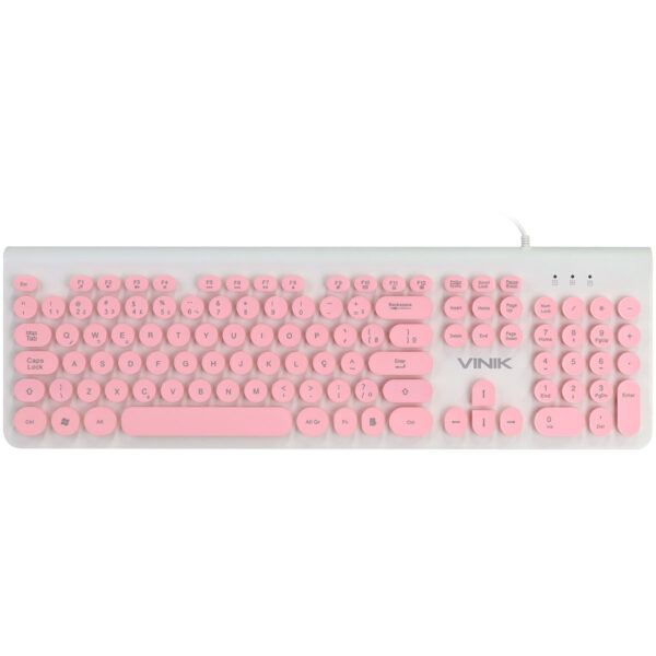 Teclado Usb Multimidia Dynamic Circle Abnt2 Teclas Redondas Cabo Usb 1.8M Rosa - Dc120R