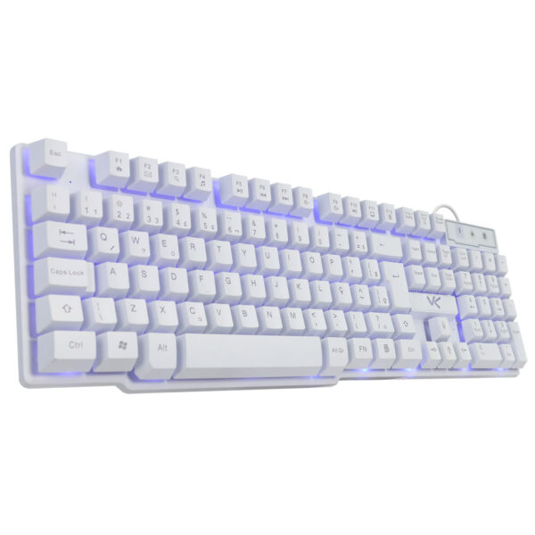 Teclado Gamer Vx Gaming Hydra Branco Abnt2 Multimídia Com Led Azul Sensacao Mecanica Usb 1.8M - Gth100Ba