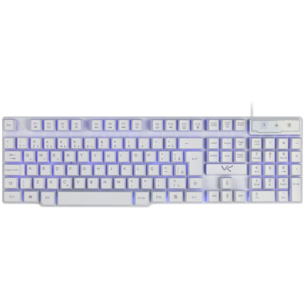 Teclado Gamer Vx Gaming Hydra Branco Abnt2 Multimídia Com Led Azul Sensacao Mecanica Usb 1.8M - Gth100Ba - Image 4