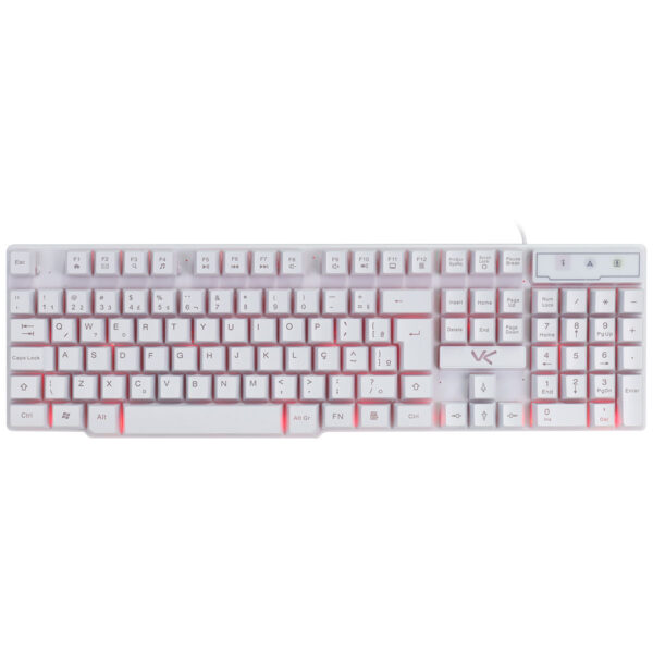 Teclado Gamer Vx Gaming Hydra Branco Abnt2 Multimídia Com Led Vermelho Sensacao Mecanica Usb 1.8M - Gth110Bv - Image 4