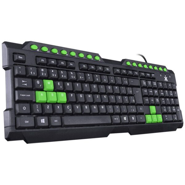 Teclado Gamer Vx Gaming Dragon V2 Abnt2 1.8M Preto Com Verde - Gt104