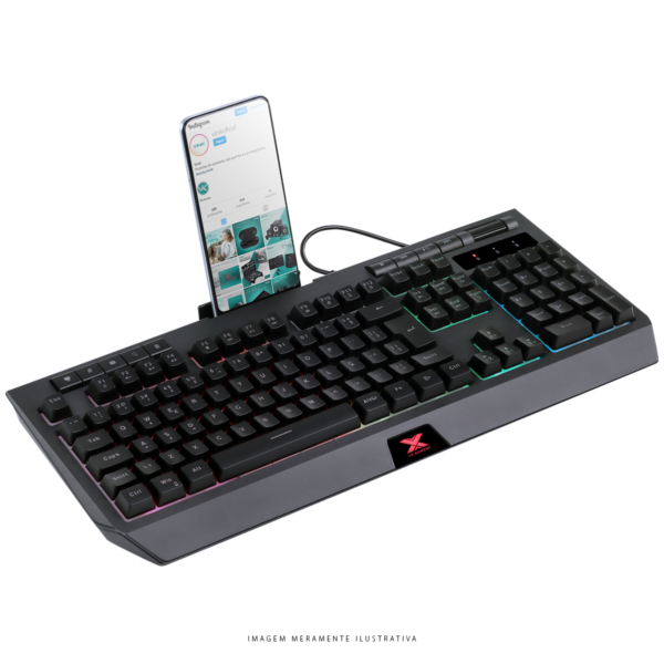 Teclado Gamer Protector Abnt2 Multimidia Led 7 Cores Usb Com Suporte Smartphone - Gt800